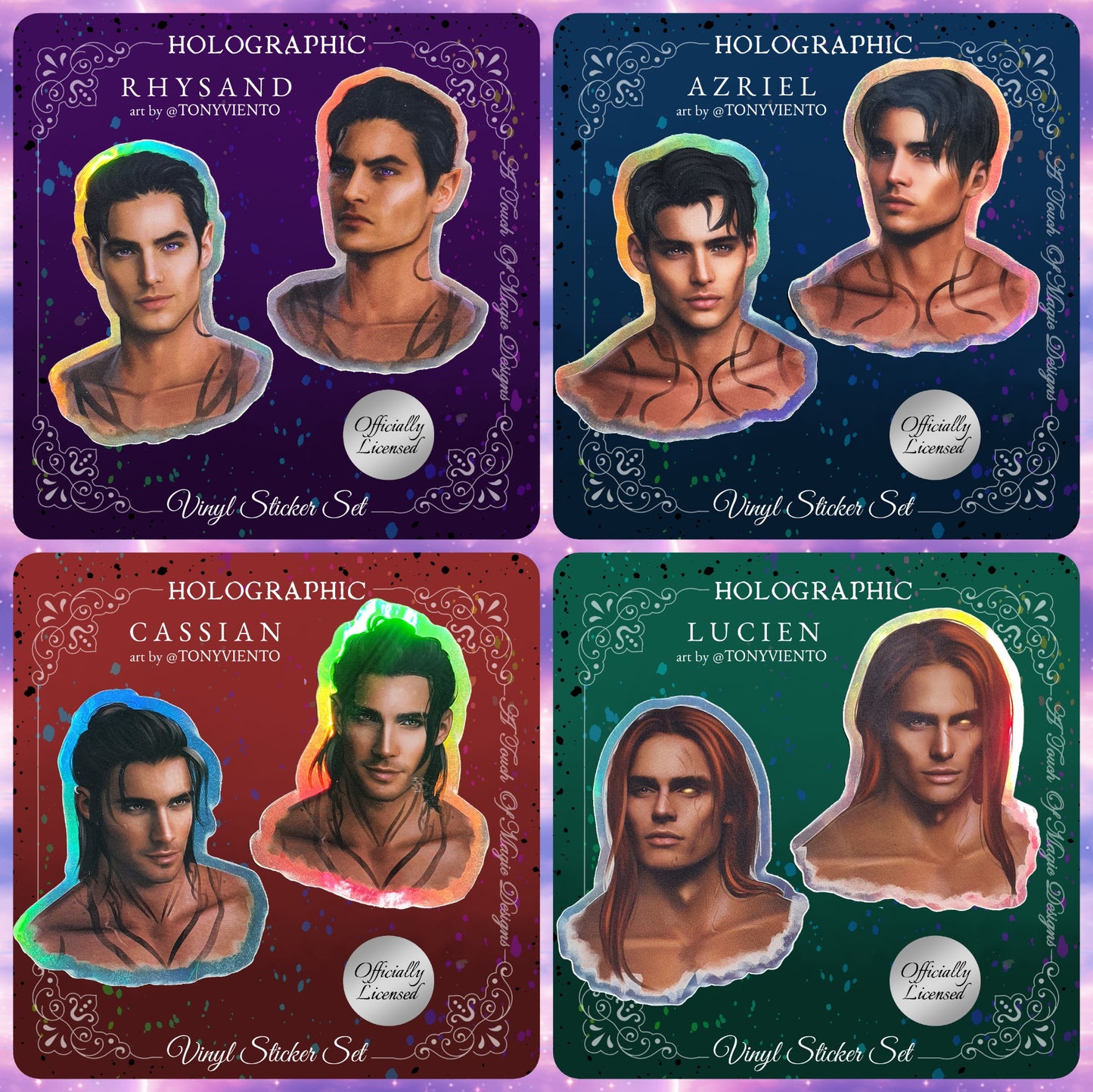 ACOTAR Bat Boy set- holograpic portrait stickers - OFFICIALLY LICENSED