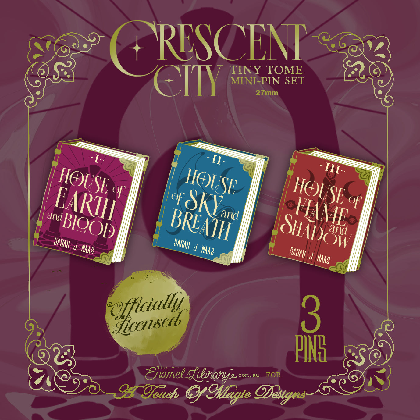 Tiny tomes pin collection - 3 set of Crescent City book series - PRE-ORDER