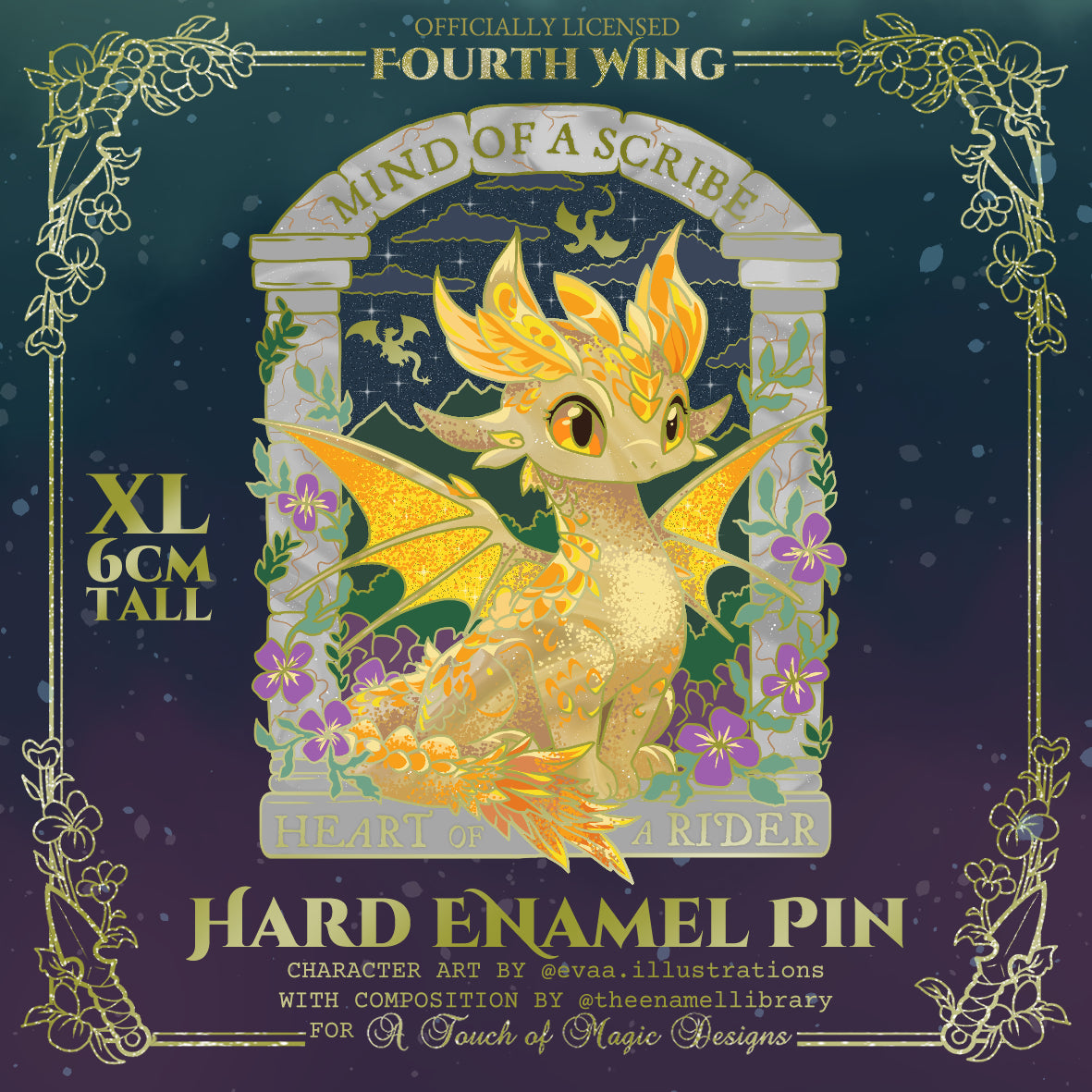 Heart of a rider - XL deluxe enamel pin - FOURTH WING OFFICIALLY LICENSED