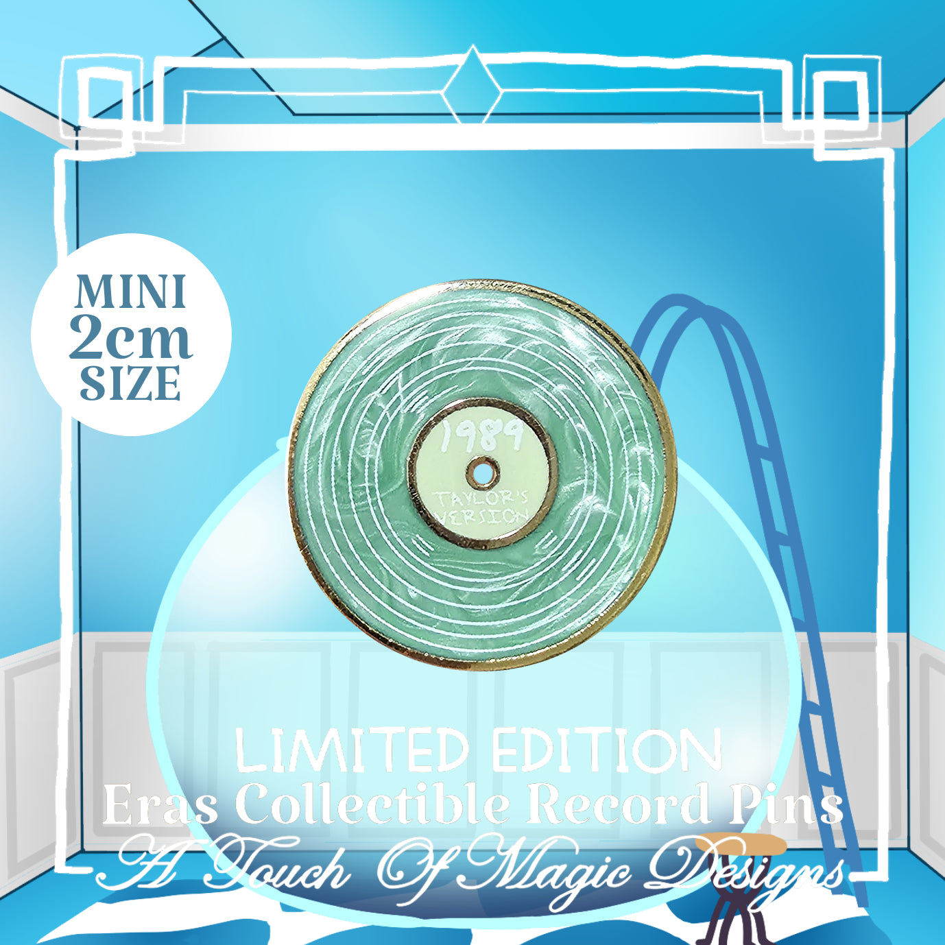 Mini record Pin Collection - Era #5 - Aquamarine Green
