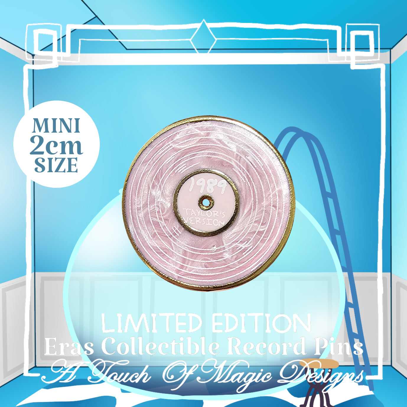 Mini record Pin Collection - Era #5 - Rose garden pink