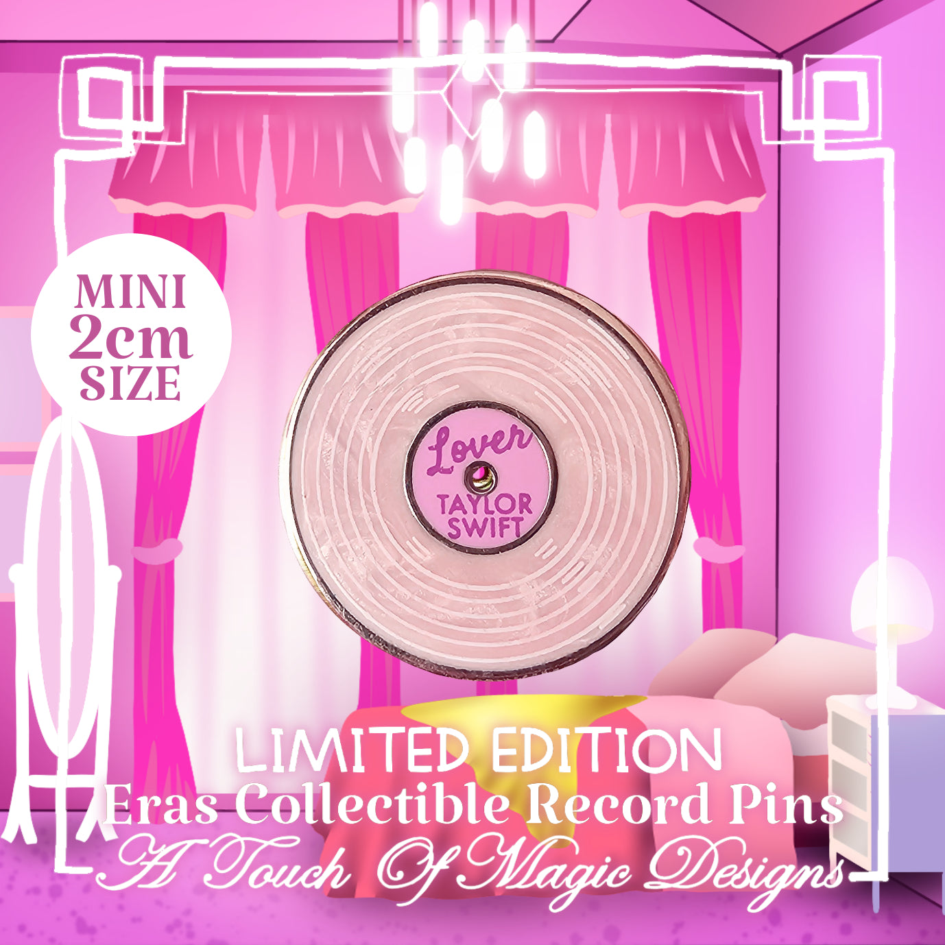 Mini record Pin Collection - Pastel pink - Era #7