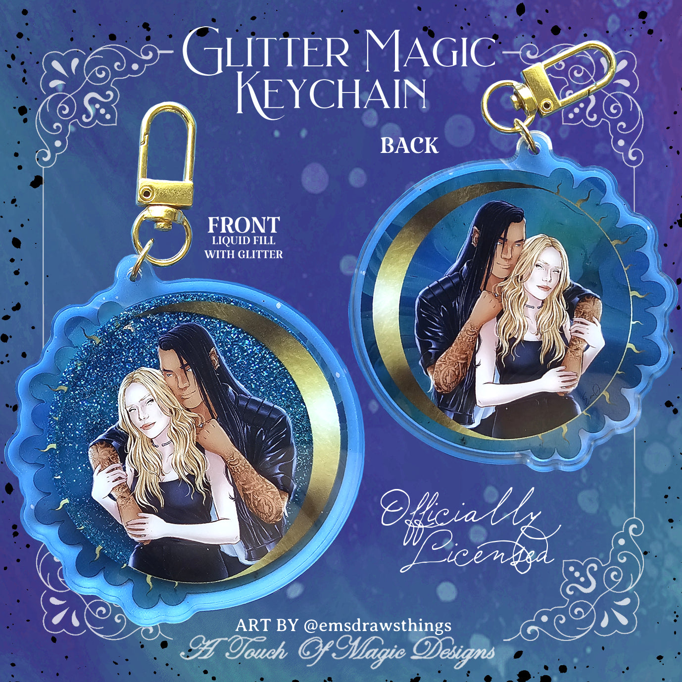 Acrylic glitter magic Key chain - Ruhn & Lidia - SJM Oficially Licensed