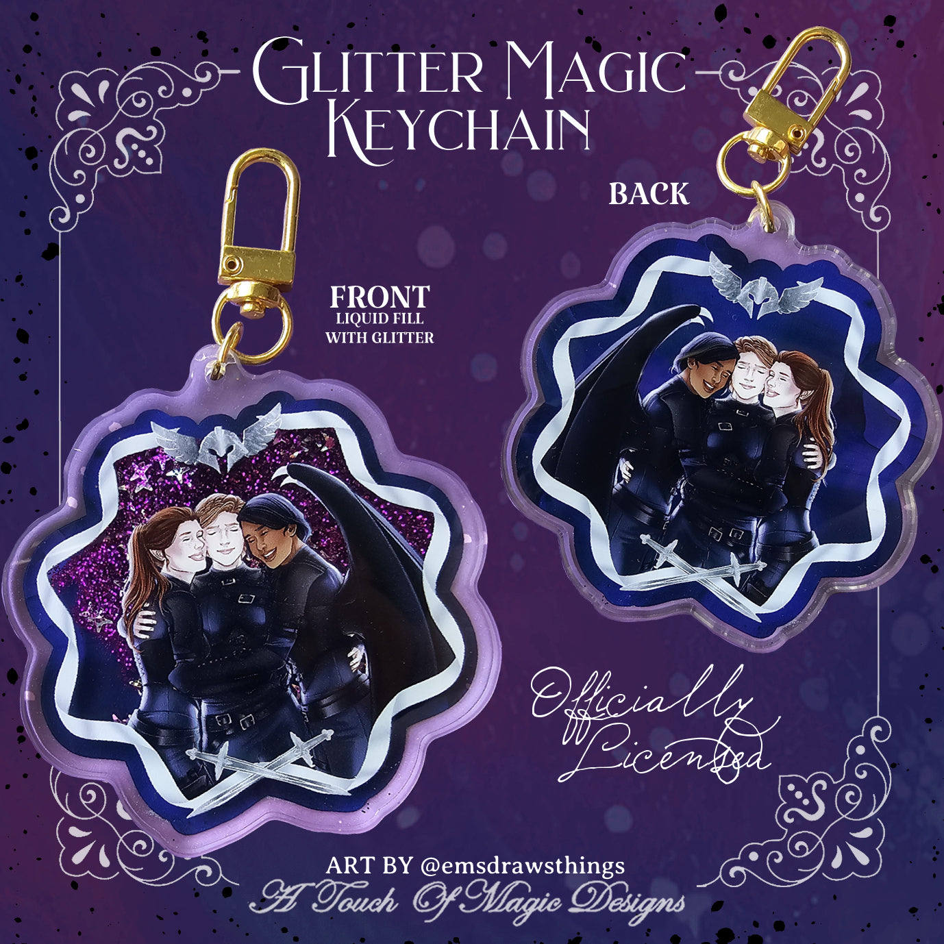 Acrylic glitter magic Key chain - the Valkyries - SJM Oficially Licensed