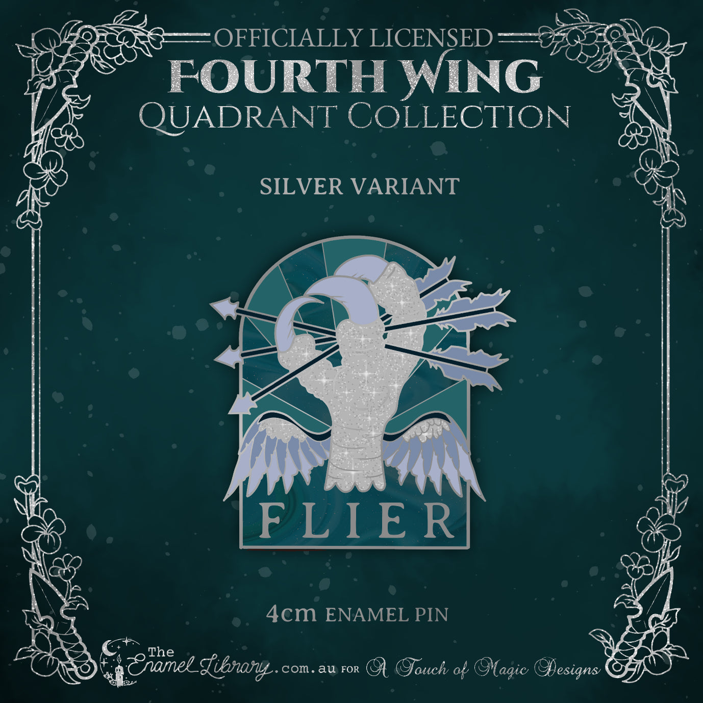 Silver - Flier Quadrant - Hard Enamel Pin - FOURTH WING OFFICIALLY LICENSED - PRE-ORDER
