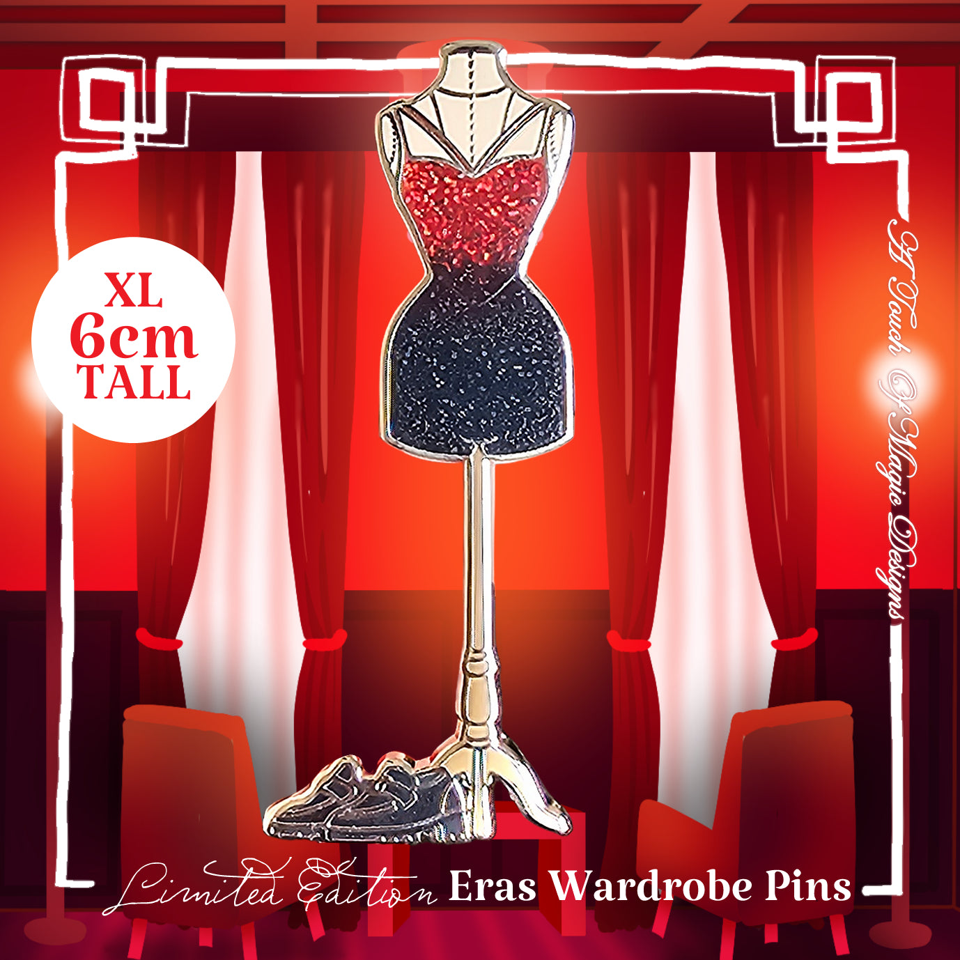 The Wardrobe Pin Collection - RED & Black playsuit - Era #4