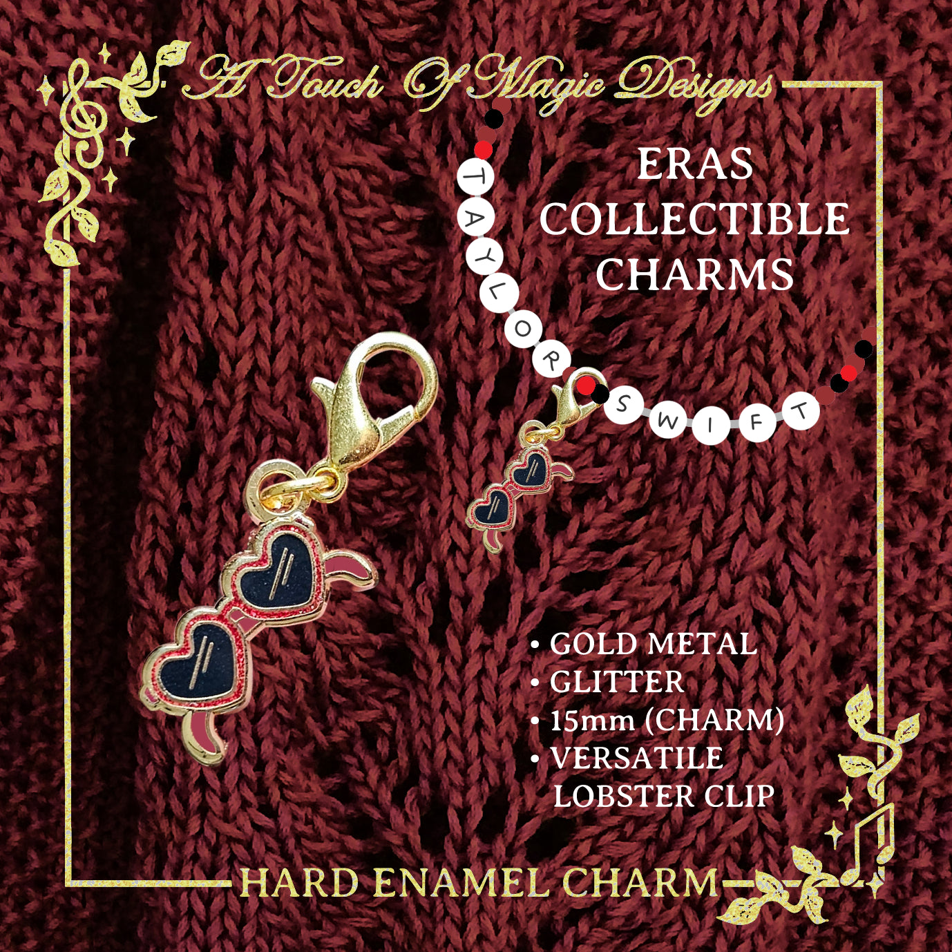 Era Charm collection - Red heart glasses - GOLD - #8