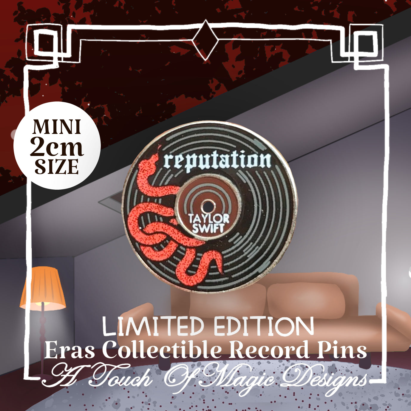 Mini record Pin Collection - red snake - Era #6