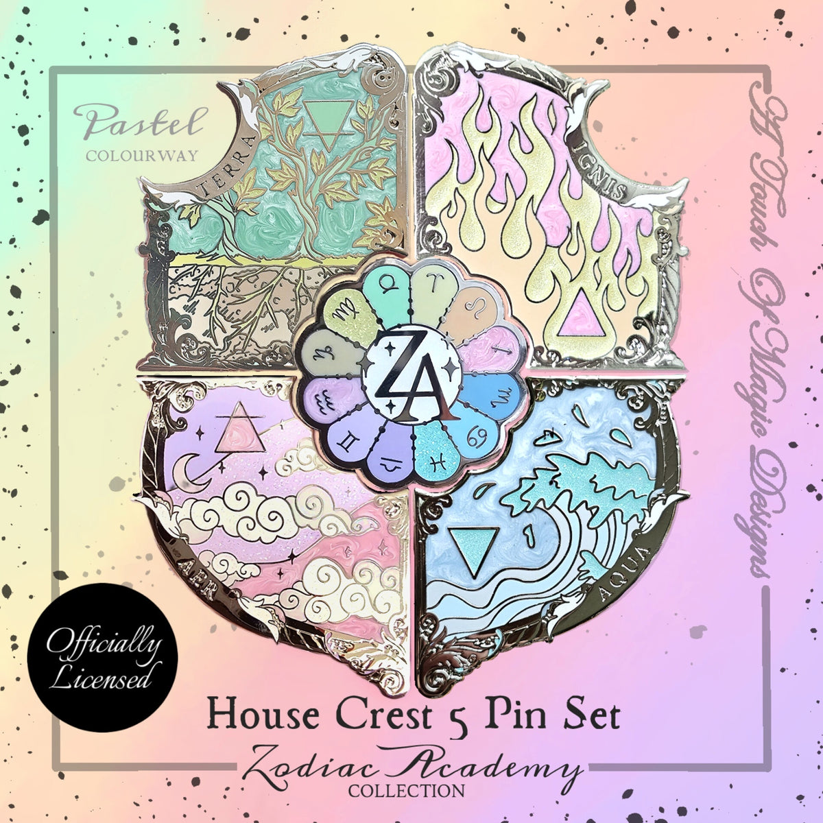 Zodiac Academy House Crest - Centre piece - Pastel -  Crest pin -  TWISTED SISTERS OFFICIALLY LICENSED