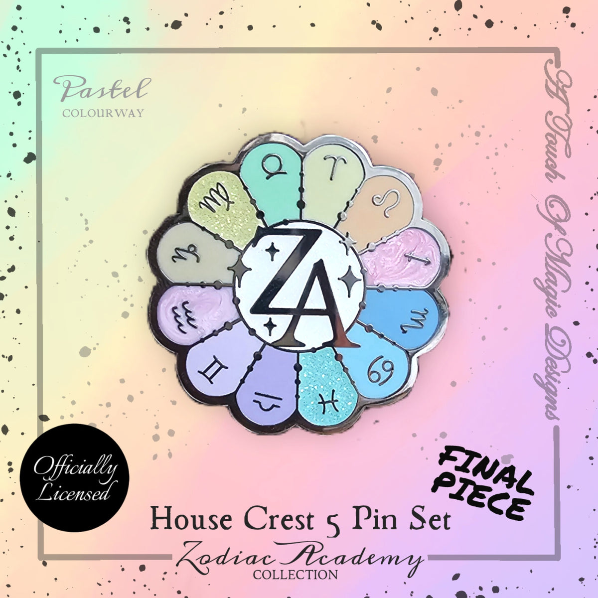 Zodiac Academy House Crest - Centre piece - Pastel -  Crest pin -  TWISTED SISTERS OFFICIALLY LICENSED