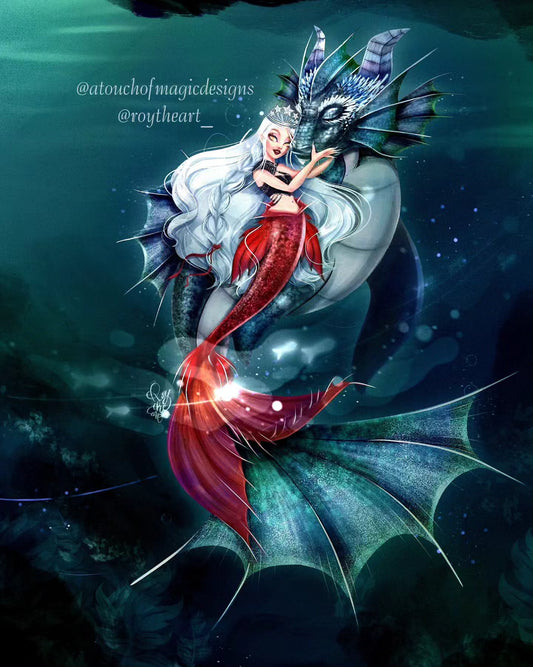 MerManon & sea-wyvern Abraxos-  OFFICIALLY LICENSED - premium print