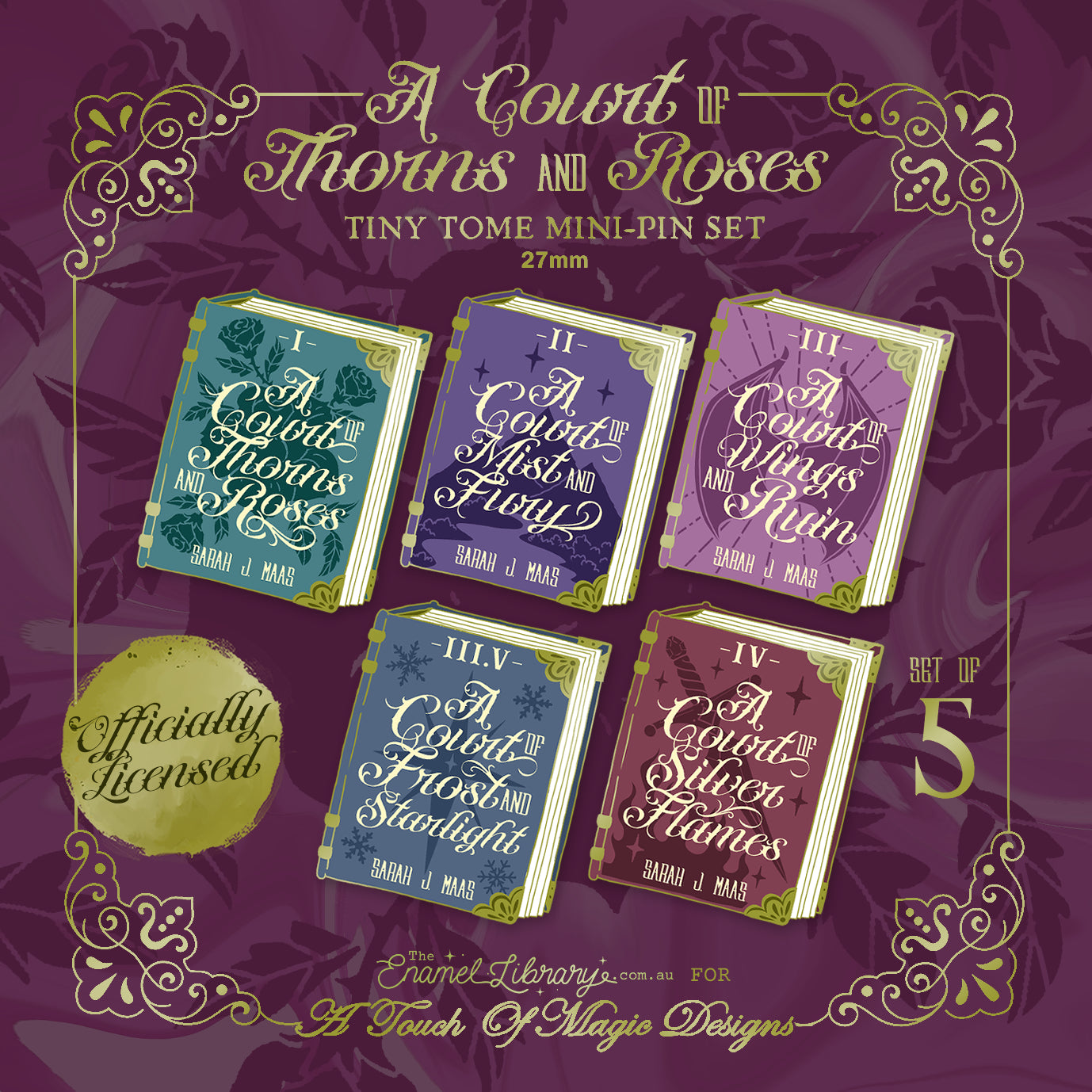Tiny tomes pin collection - 5 set of ACOTAR book series - PRE-ORDER