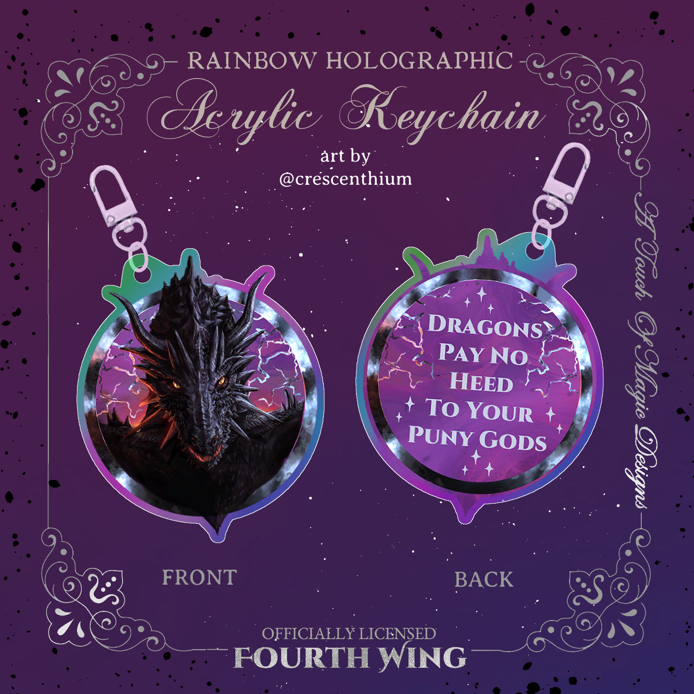 Acrylic Key chain - Tairn - FOURTH WING Officially Licensed