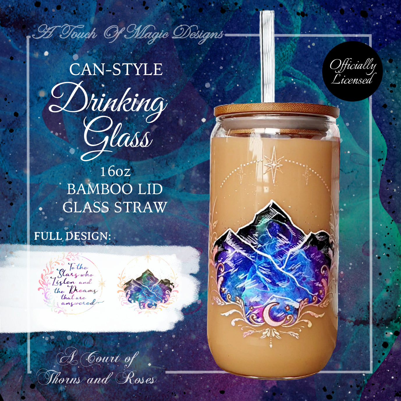 Can Style Irridecent Glass Tumbler - Dreaming of Velaris - SJM Officially Licensed