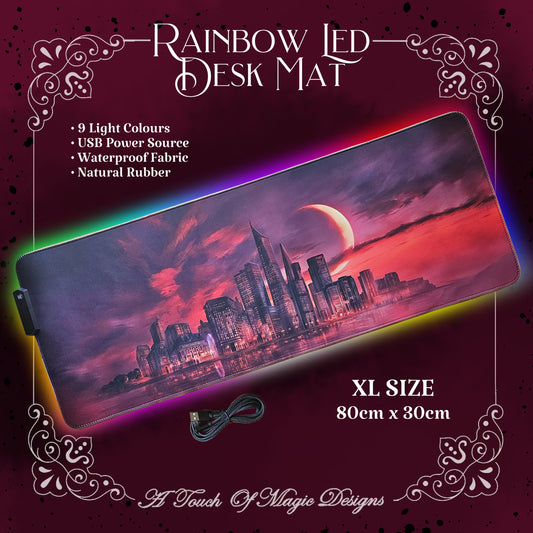 XL Rainbow LED desk mat - City of Lunation - SJM OFFICIALLY LICENSED