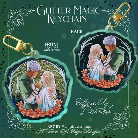 Acrylic glitter magic Key chain - Aelin & Rowan - SJM Oficially Licensed