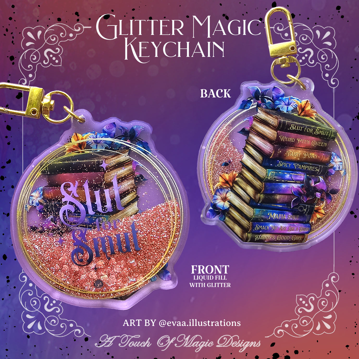 Slut for Smut - glitter Key chain