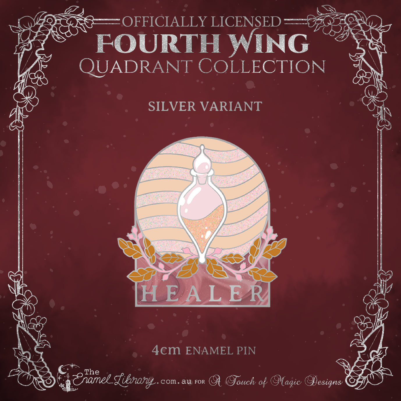 Silver - Healer Quadrant - Hard Enamel Pin - FOURTH WING OFFICIALLY LICENSED