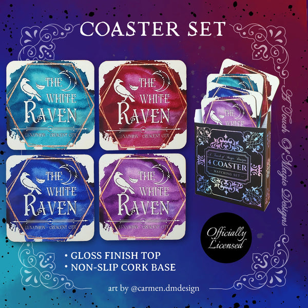 4 piece White Raven coaster set - OFFICIALLY LICENSED MERCHANDISE