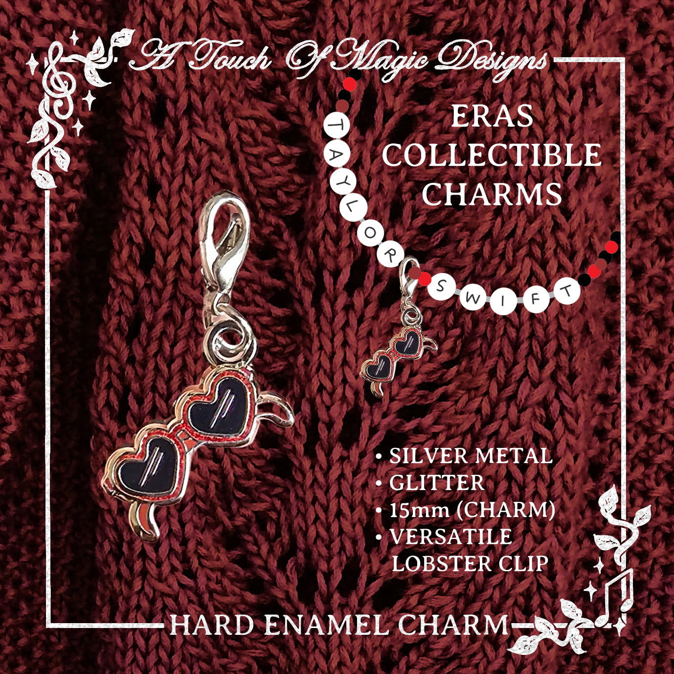 Era Charm collection - Red heart glasses - SILVER - #8