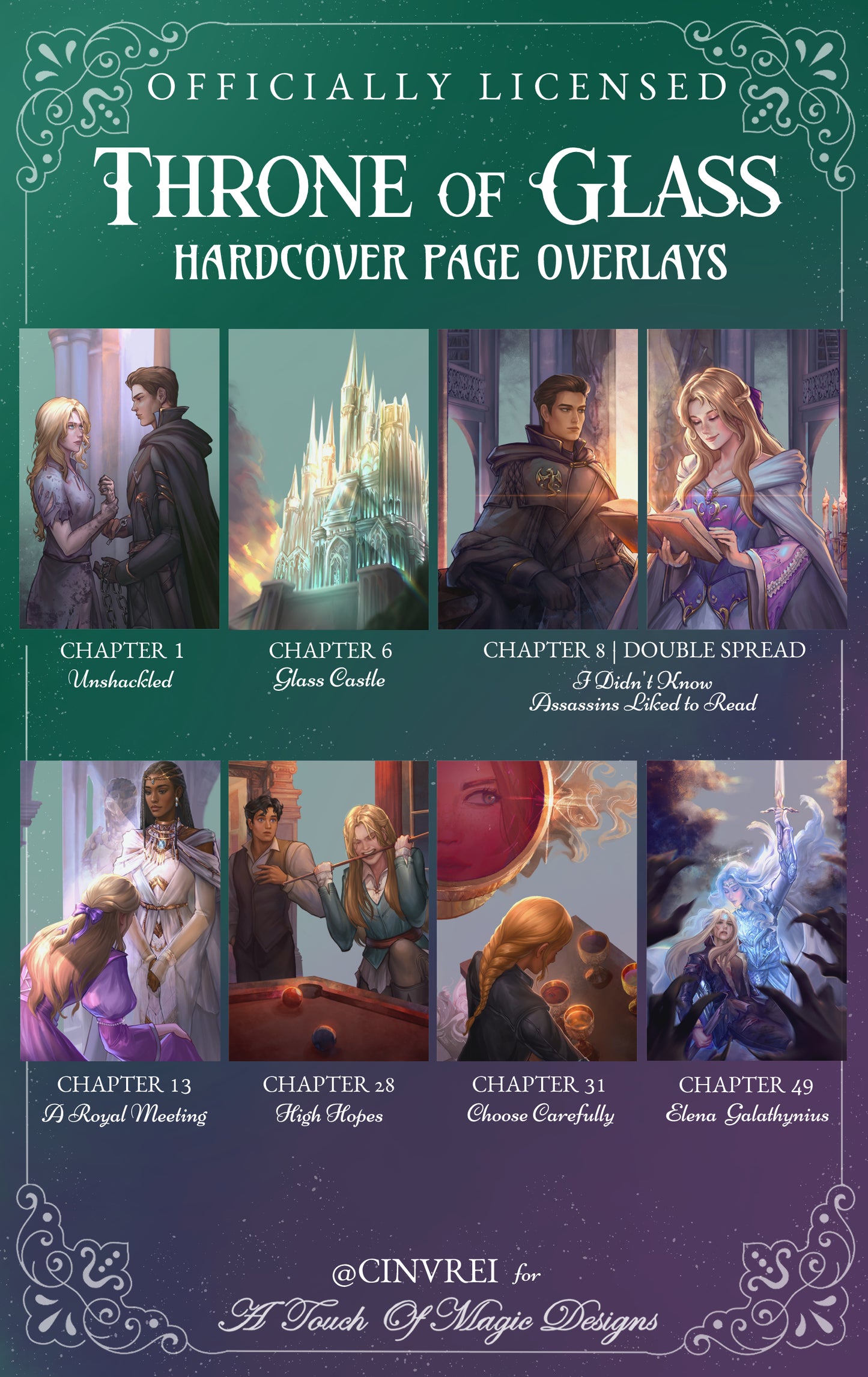 LIMITED PRE-ORDER - Officially Licensed Throne of Glass & Crown of Midnight - 18 piece Overlay set