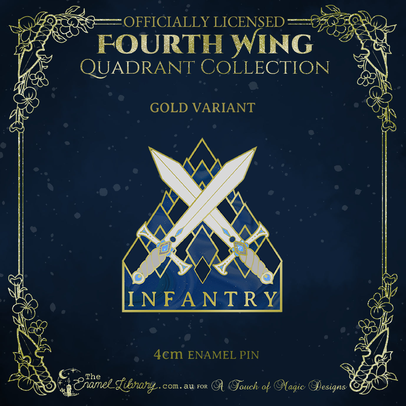 Gold - infantry Quadrant - Hard Enamel Pin - FOURTH WING OFFICIALLY LICENSED