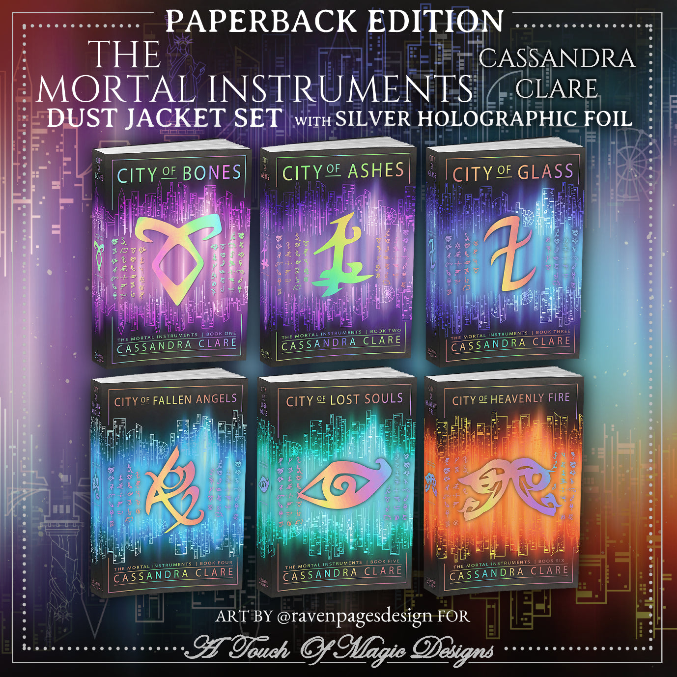 The Mortal Instruments Rainbow editions - PAPERBACK SIZE - dust jacket set