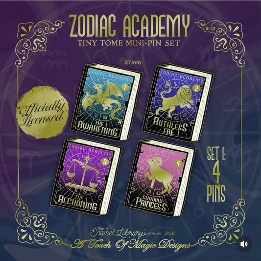 Tiny tomes pin collection - 4 set of Zodiac Academy book series - Part #1 - PRE-ORDER