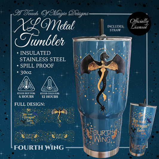 30oz XL Metal Tumbler - Violets Relic - Fourth Wing Officially Licensed