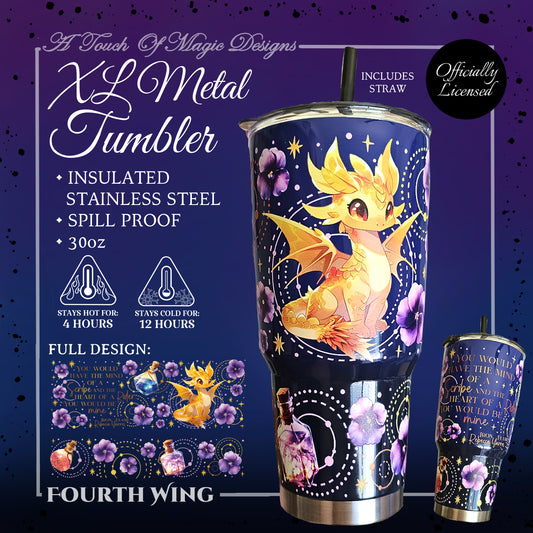 30oz XL Metal Tumbler - Sweet Andarna - Fourth Wing Officially Licensed