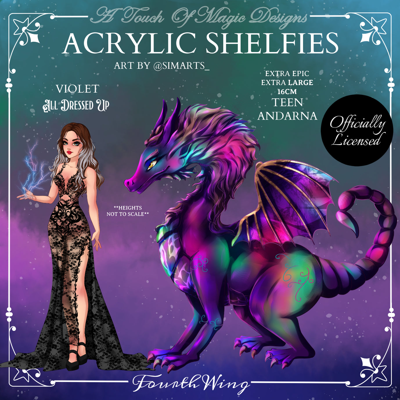 Shelfie Set - Violet (all dressed up) & adolescent Andarna - FOURTH WING OFFICIALLY LICENSED