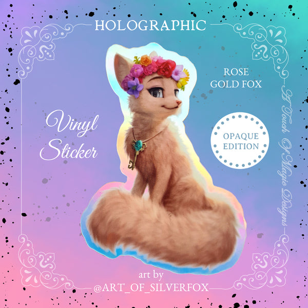 Sticker - Opaque Rose Gold fox