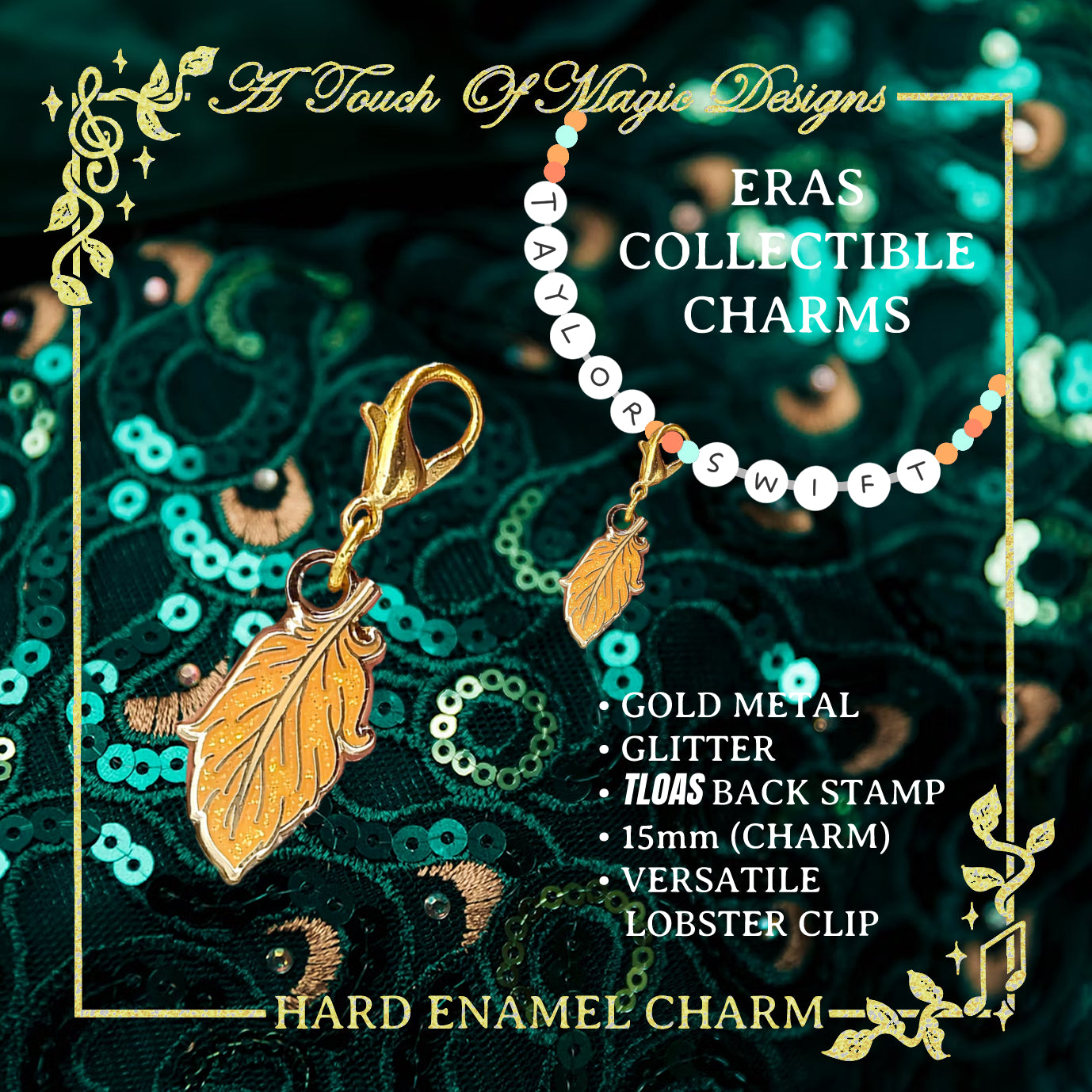 Era Charm collection - show girl feather - GOLD & Orange - #12