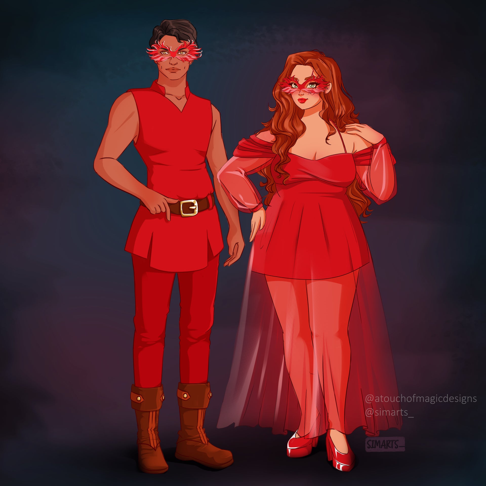 poppy red dress from blood and ash Set of 4 Shelfie characters - Heartmates box