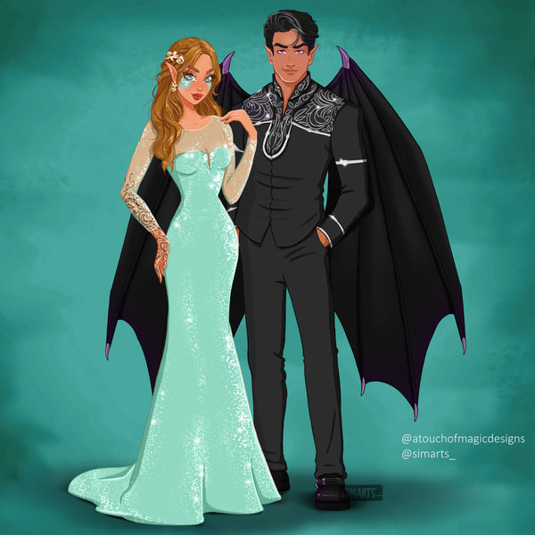Rhysand & Feyre - shelfie set - OFFICIALLY LICENSED